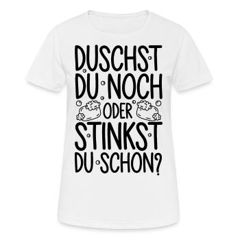 Duschst du noch oder stinkst Du schon? Winter - Frauen T-Shirt atmungsaktiv - Weiß - Vorne - AI Model Female 172 dark (172cm)