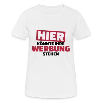 Werbung - Frauen T-Shirt atmungsaktiv - Weiß - Vorne - AI Model Female 172 dark (172cm)