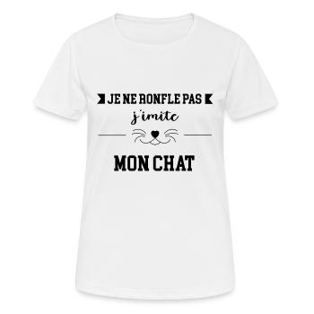 Chat ronflement drôle - T-shirt respirant Femme - blanc - Devant - AI Model Female 172 dark (172cm)