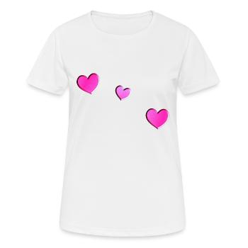 trois cœurs roses symbole d’amour paillettes - T-shirt respirant Femme - blanc - Devant - AI Model Female 172 dark (172cm)