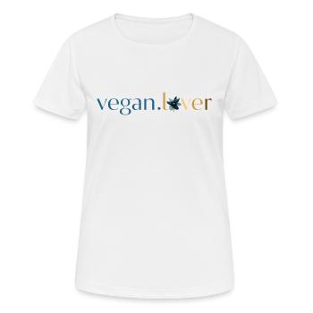 Vegan lover blue gold flower - Women's Breathable T-Shirt - white - Front - AI Model Female 172 dark (172cm)