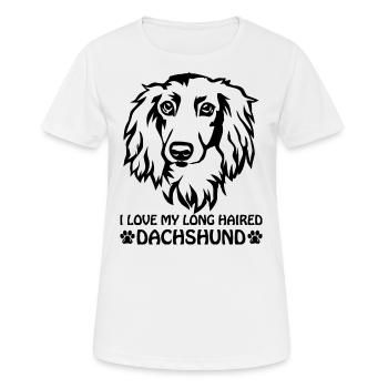 I LOVE MY LONG HAIRED DACHSHUND - Women's Breathable T-Shirt - white - Front - AI Model Female 172 dark (172cm)