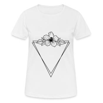 Hibiscus Boho Fleur peinte à la main - T-shirt respirant Femme - blanc - Devant - AI Model Female 172 dark (172cm)