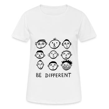 Être différent, être différent, déclaration cool, drôle - T-shirt respirant Femme - blanc - Devant - AI Model Female 172 dark (172cm)