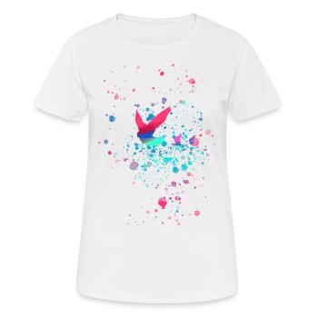 tauben,taube,vögel,vogelschwarm,bunt,graffiti, - Frauen T-Shirt atmungsaktiv - Weiß - Vorne - AI Model Female 172 dark (172cm)