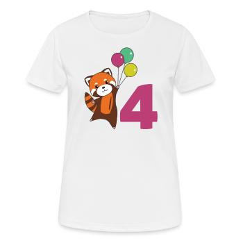 Roter Panda vierter Geburtstag Luftballons Kinder - Frauen T-Shirt atmungsaktiv - Weiß - Vorne - AI Model Female 172 dark (172cm)