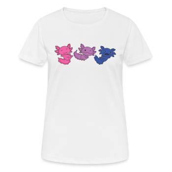 Bi Flag Pride LGBTQ Axolotl - T-shirt respirant Femme - blanc - Devant - AI Model Female 172 dark (172cm)