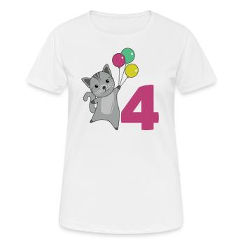 Katze vierter Geburtstag Luftballons für Kinder - Frauen T-Shirt atmungsaktiv - Weiß - Vorne - AI Model Female 172 dark (172cm)