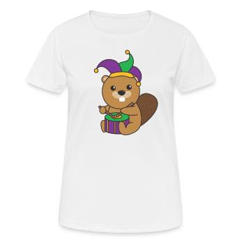 Fasching Biber mit Trommel Faschings Kostüm - Frauen T-Shirt atmungsaktiv - Weiß - Vorne - AI Model Female 172 dark (172cm)
