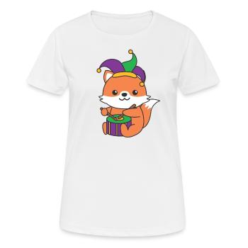 Fasching Fuchs mit Trommel Faschings Kostüm - Frauen T-Shirt atmungsaktiv - Weiß - Vorne - AI Model Female 172 dark (172cm)