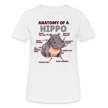 Explication de l’hippopotame doux Anatomie d’un hippopotame - T-shirt respirant Femme - blanc - Devant - AI Model Female 172 dark (172cm)