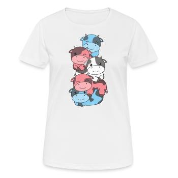 Transgender Flag Pride LGBTQ Cute Unicorn Stack - T-shirt respirant Femme - blanc - Devant - AI Model Female 172 dark (172cm)