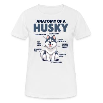 Explication du chien Anatomie d’un Husky - T-shirt respirant Femme - blanc - Devant - AI Model Female 172 dark (172cm)