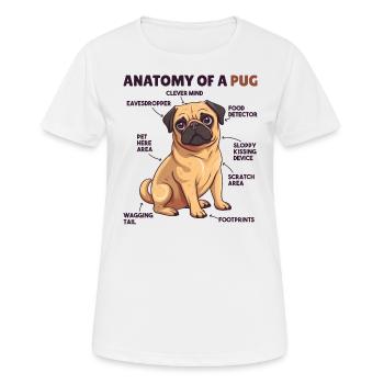Explication du chien Anatomie d’un carlin - T-shirt respirant Femme - blanc - Devant - AI Model Female 172 dark (172cm)