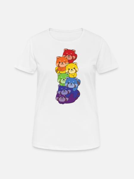 Regenbogen Roter Panda süße bunte Roter Panda für - Frauen T-Shirt atmungsaktiv - Weiß