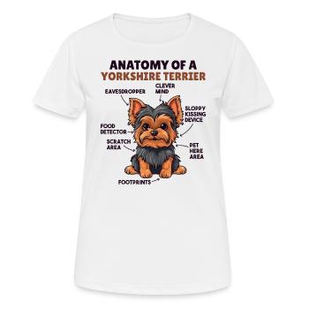 Explication du chien Anatomie d’un Yorkshire Terrier - T-shirt respirant Femme - blanc - Devant - AI Model Female 172 dark (172cm)