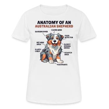 Explication du chien Anatomie d’un berger australien - T-shirt respirant Femme - blanc - Devant - AI Model Female 172 dark (172cm)