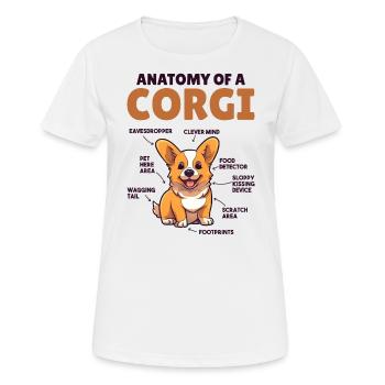 Explication du chien Anatomie d’un Corgi - T-shirt respirant Femme - blanc - Devant - AI Model Female 172 dark (172cm)