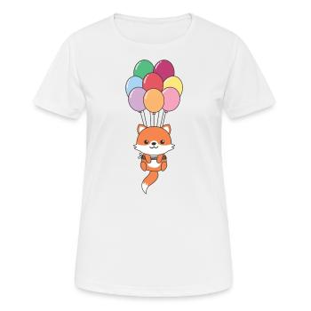 Fox flies upwards with colorful balloons - Women's Breathable T-Shirt - white - Front - AI Model Female 172 dark (172cm)