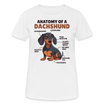 Anatomie d’explication du chien d’un teckel - T-shirt respirant Femme - blanc - Devant - AI Model Female 172 dark (172cm)