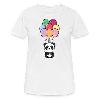 Panda flies upwards with colorful balloons - Women's Breathable T-Shirt - white - Front - AI Model Female 172 dark (172cm)