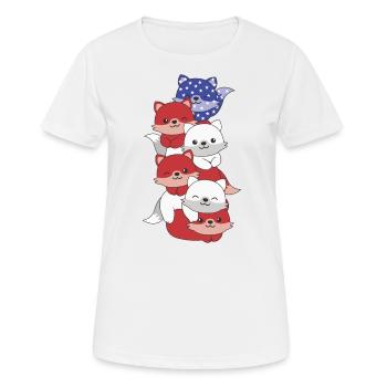 Fuchs für den vierten Juli USA Flagge Füchse - Frauen T-Shirt atmungsaktiv - Weiß - Vorne - AI Model Female 172 dark (172cm)