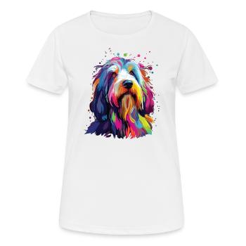 Aquarelle coloré Bearded Collie - T-shirt respirant Femme - blanc - Devant - AI Model Female 172 dark (172cm)
