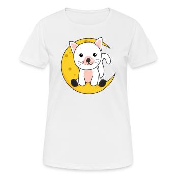 Moon Cat Cute Animals for Kids for the Night - Women's Breathable T-Shirt - white - Front - AI Model Female 172 dark (172cm)