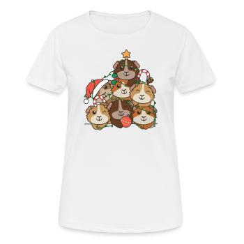 Meerschweinchen Weihnachtsbaum lustige Tier - Frauen T-Shirt atmungsaktiv - Weiß - Vorne - AI Model Female 172 dark (172cm)