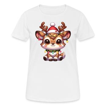 Weihnachtsmütze Weihnachten Lichterkette Reindeer - Frauen T-Shirt atmungsaktiv - Weiß - Vorne - AI Model Female 172 dark (172cm)