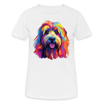 Aquarelle coloré Bearded Collie - T-shirt respirant Femme - blanc - Devant - AI Model Female 172 dark (172cm)