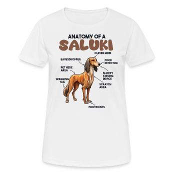 Explication du chien Anatomie d’un Saluki - T-shirt respirant Femme - blanc - Devant - AI Model Female 172 dark (172cm)