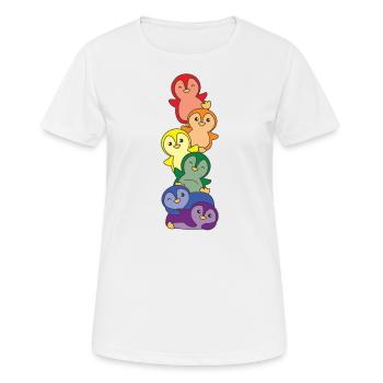 Drapeau arc-en-ciel Gay Pride LGBTQ Pingouin mignon pingouin - T-shirt respirant Femme - blanc - Devant - AI Model Female 172 dark (172cm)