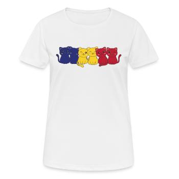 Drapeau roumain Chat roumain Roumain Chats roumains - T-shirt respirant Femme - blanc - Devant - AI Model Female 172 dark (172cm)