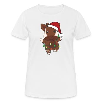 Okapi Noël Hiver Animaux Okapis - T-shirt respirant Femme - blanc - Devant - AI Model Female 172 dark (172cm)