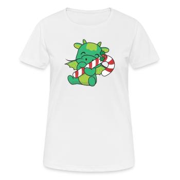 Dragon Noël canne à sucre dragon mignon - T-shirt respirant Femme - blanc - Devant - AI Model Female 172 dark (172cm)