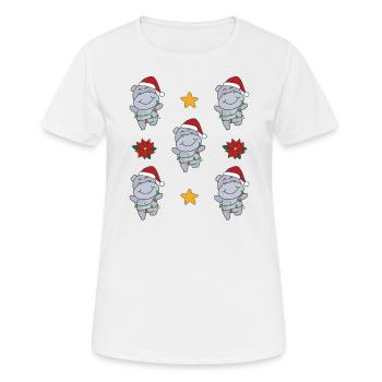 Hippo Christmas Winter Animals Hippos - Women's Breathable T-Shirt - white - Front - AI Model Female 172 dark (172cm)