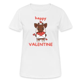 Okapi zum Valentinstag süße Tiere mit Herzen - Frauen T-Shirt atmungsaktiv - Weiß - Vorne - AI Model Female 172 dark (172cm)