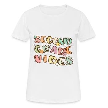 Vibrations de deuxième année - Retour à l’école - T-shirt respirant Femme - blanc - Devant - AI Model Female 172 dark (172cm)