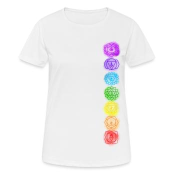 Chakra-Linie - Frauen T-Shirt atmungsaktiv - Weiß - Vorne - AI Model Female 172 dark (172cm)