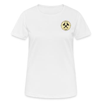 Glück Auf! (Schlägel+Eisen)altesSchild - Frauen T-Shirt atmungsaktiv - Weiß - Vorne - AI Model Female 172 dark (172cm)