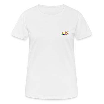 Ich bin schwul. - Frauen T-Shirt atmungsaktiv - Weiß - Vorne - AI Model Female 172 dark (172cm)