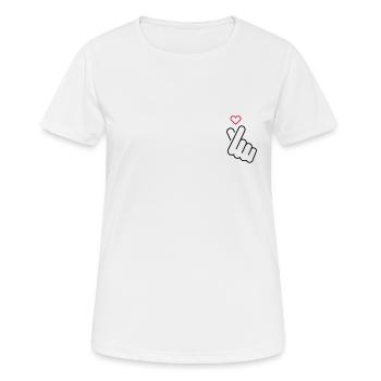 Liebe - Handzeichen mit Herz - Frauen T-Shirt atmungsaktiv - Weiß - Vorne - AI Model Female 172 dark (172cm)