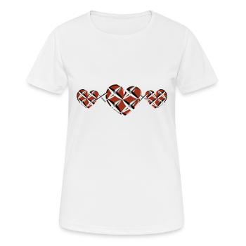 drei Herzen rot gefangen Kreuze - Frauen T-Shirt atmungsaktiv - Weiß - Vorne - AI Model Female 172 dark (172cm)