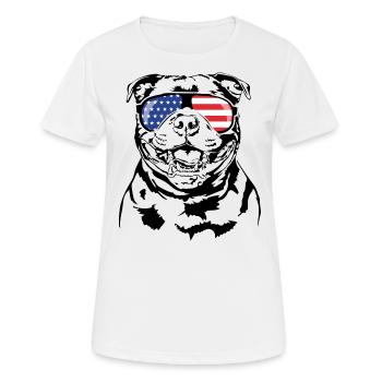 STAFFORDSHIRE BULL TERRIER Amérique Flag Chiens - T-shirt respirant Femme - blanc - Devant - AI Model Female 172 dark (172cm)
