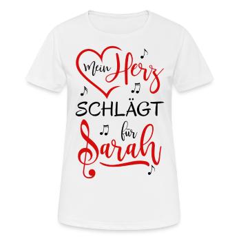 Mein Herz schlägt für Sarah - Frauen T-Shirt atmungsaktiv - Weiß - Vorne - AI Model Female 172 dark (172cm)