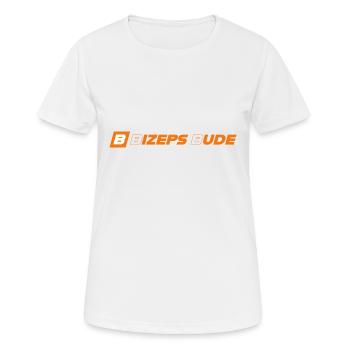 Logo Bizeps Bude - Frauen T-Shirt atmungsaktiv - Weiß - Vorne - AI Model Female 172 dark (172cm)