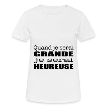 Quand je serai grande je serai heureuse - T-shirt respirant Femme - blanc - Devant - AI Model Female 172 dark (172cm)