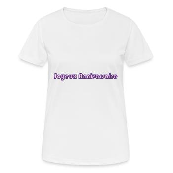 BIRTHDAY. HAPPY BIRTHDAY. HAPPY BIRTHDAY. - Women's Breathable T-Shirt - white - Front - AI Model Female 172 dark (172cm)