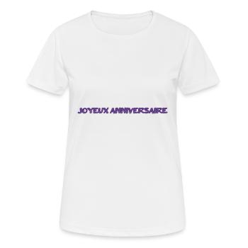 BIRTHDAY. HAPPY BIRTHDAY. HAPPY BIRTHDAY. - Women's Breathable T-Shirt - white - Front - AI Model Female 172 dark (172cm)